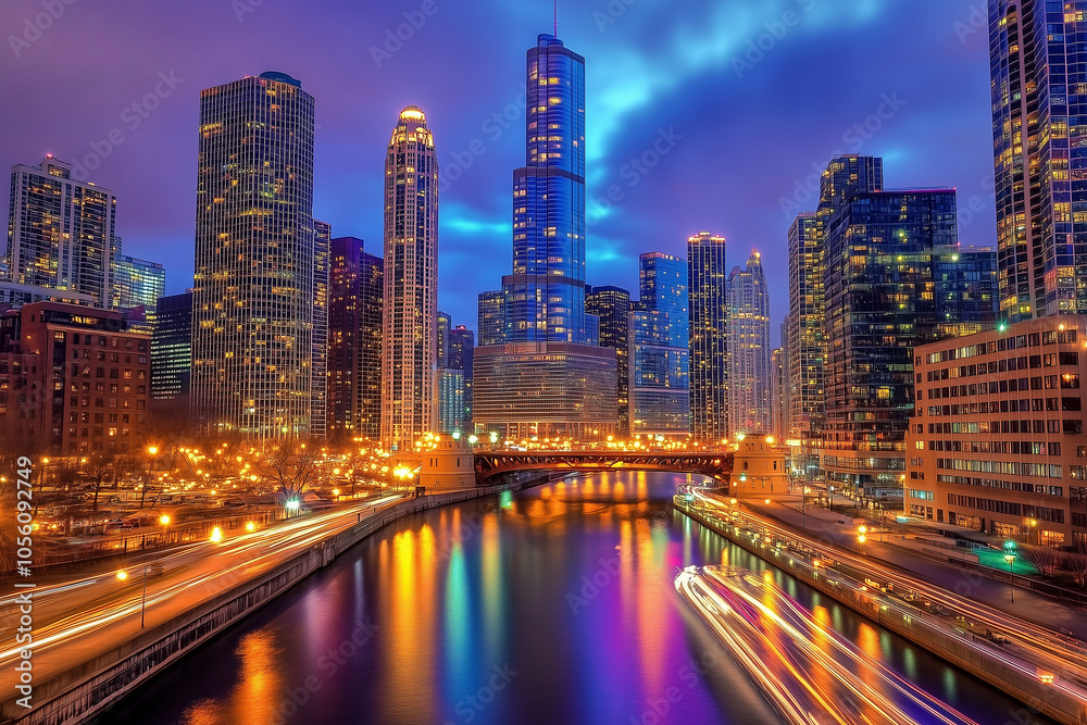 City lights create a mesmerizing reflection on the water at night, enhancing the atmosphere. Generative AI City lights create a mesmerizing reflection on the water at night, enhancing the atmosphere. Generative AI