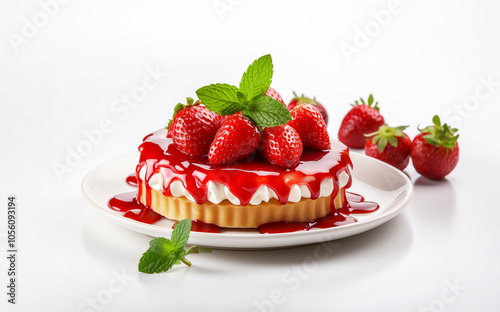 Delicious strawberry tart. Dessert featuring a strawberry vanilla sponge cake