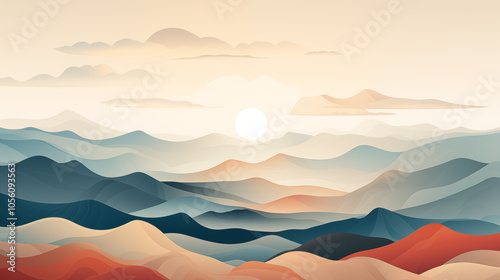  mountains landscape. landscape in watercolor style