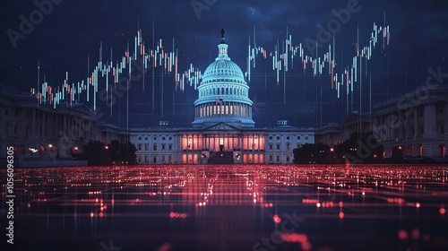 The Capitol Building with digital stock market graphics overlay