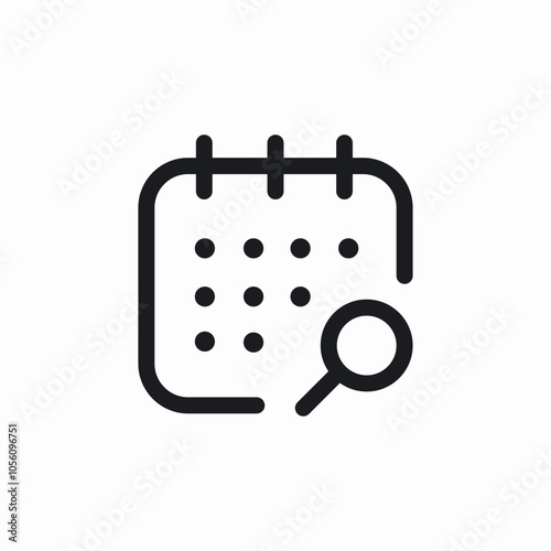 calendar search icon sign vector