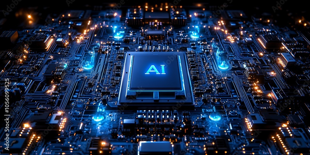 Fototapeta premium AI Micro-Chip Digital Electrical Board Background 