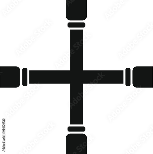 Black silhouette of cross wrench tightening or loosening lug nuts on a vehicle wheel
