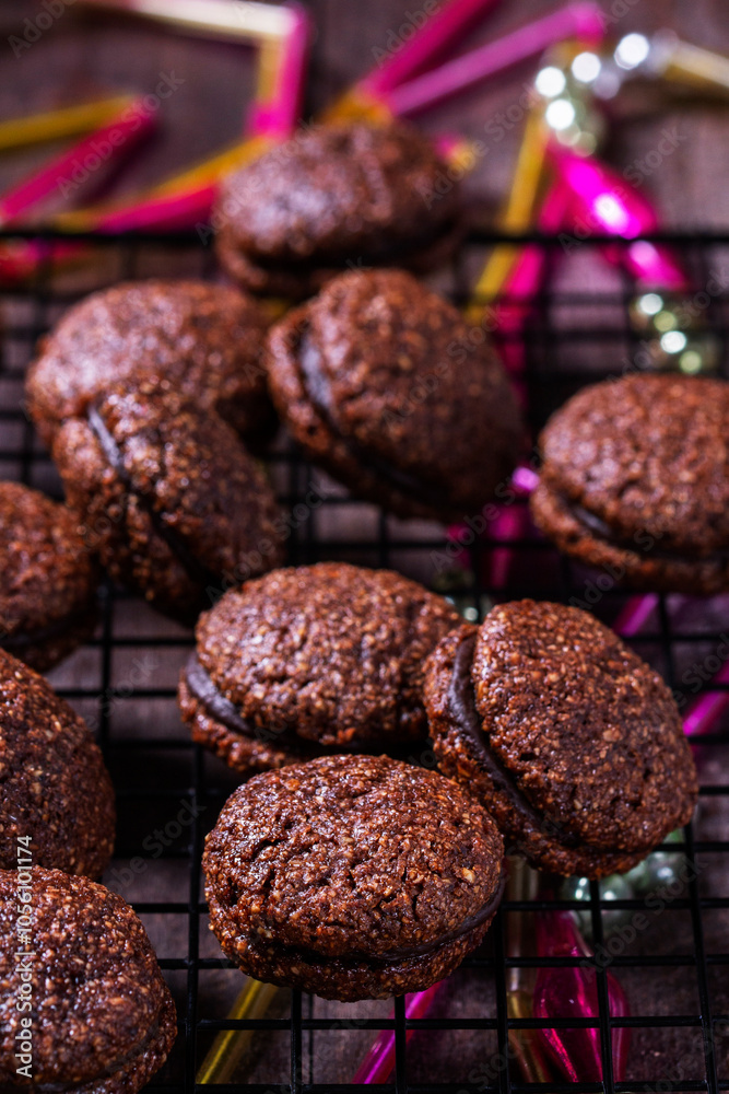 Baci de Alassio, Italian cookie made from nut dough and filled with chocolate ganache.