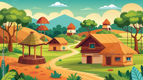 village life vector design