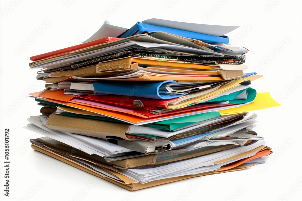 files isolated on white: Stack of different files with documents, files business, paper files files isolated on white: Stack of different files with documents, files business, paper files