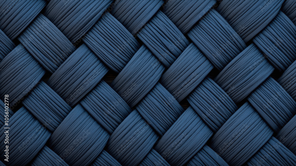 A close-up view of an intricate, dark blue woven pattern featuring tightly interlaced strands, creating a textured and visually appealing design. A close-up view of an intricate, dark blue woven pattern featuring tightly interlaced strands, creating a textured and visually appealing design.