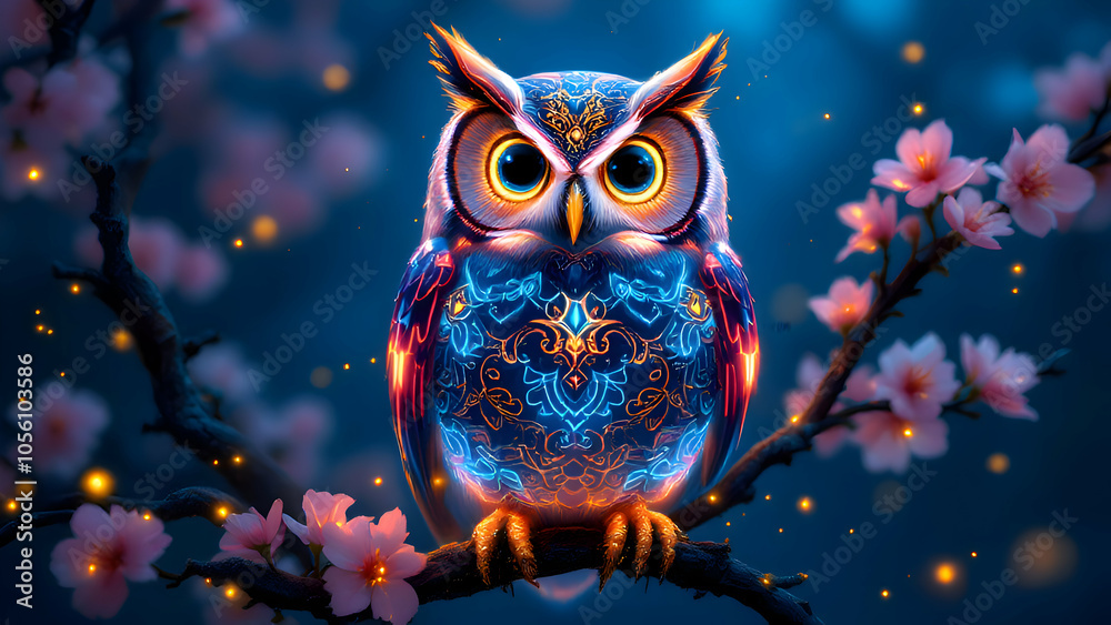 Fantasy owl glowing Fantasy owl glowing