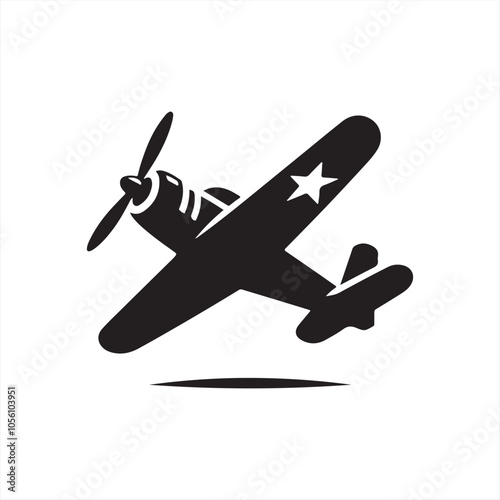 propeller plane silhouette vector icon
