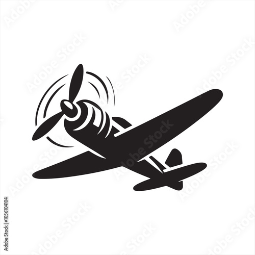 propeller plane silhouette vector icon