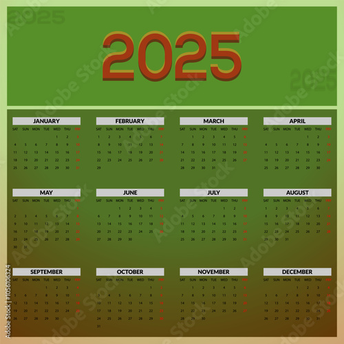 Calendar 2025 corporate template design