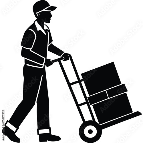 parcel carrier-or delivery driver- whit background