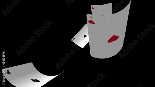 Falling Playing Cards with transparent background alpha channel [4K]