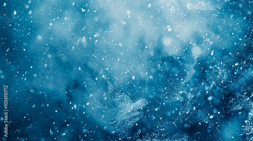Blue snow background abstract blurred.