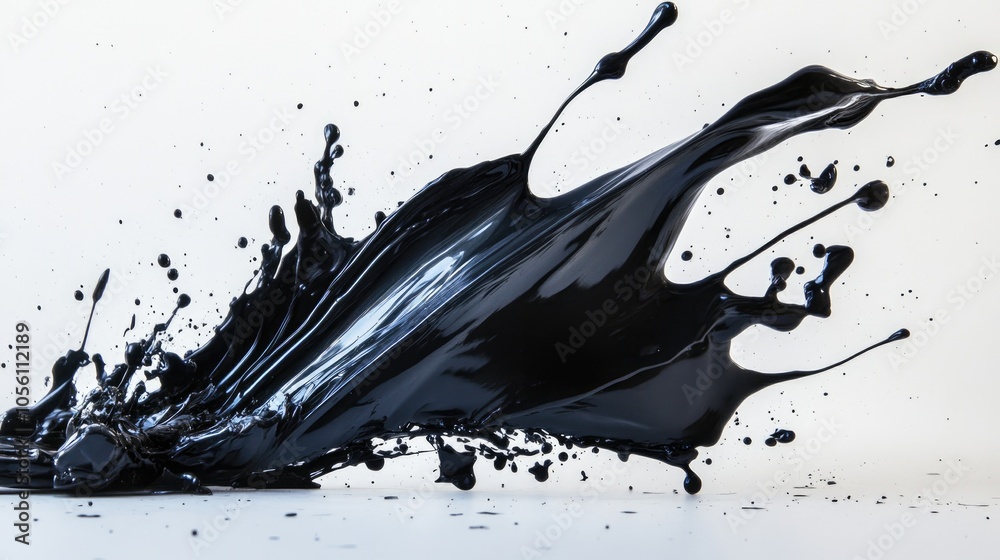Dynamic Black Paint Splash on White Background Dynamic Black Paint Splash on White Background