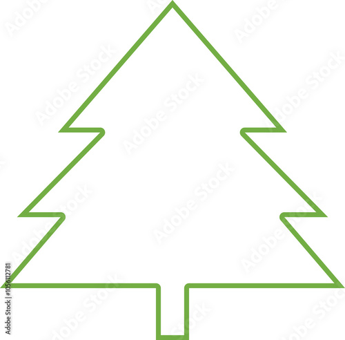 Christmas tree line icon vector. Christmas green tree illustration with star. Christmas tree vector illustration, Tree vector art, xmas tree silhouette, Christmas vector icon.