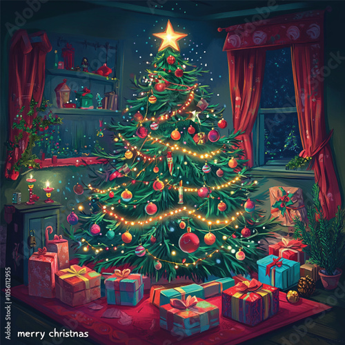 Christmas tree in the night