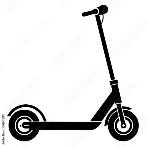 Electric scooter vector silhouette on white background