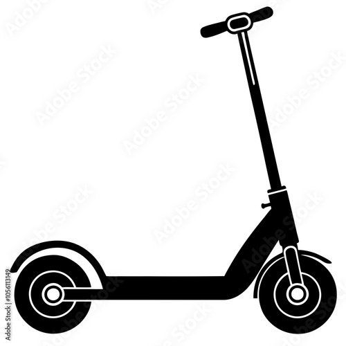 Electric scooter vector silhouette on white background