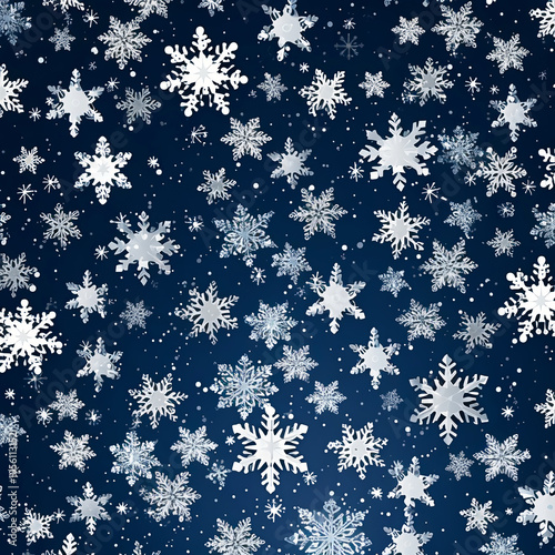 Intricate Snowflake Pattern on Dark Blue Background, Symbolizing Winter and Holiday Cheer