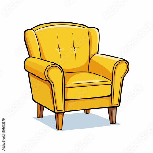 vector realistic yellow armchair on white background