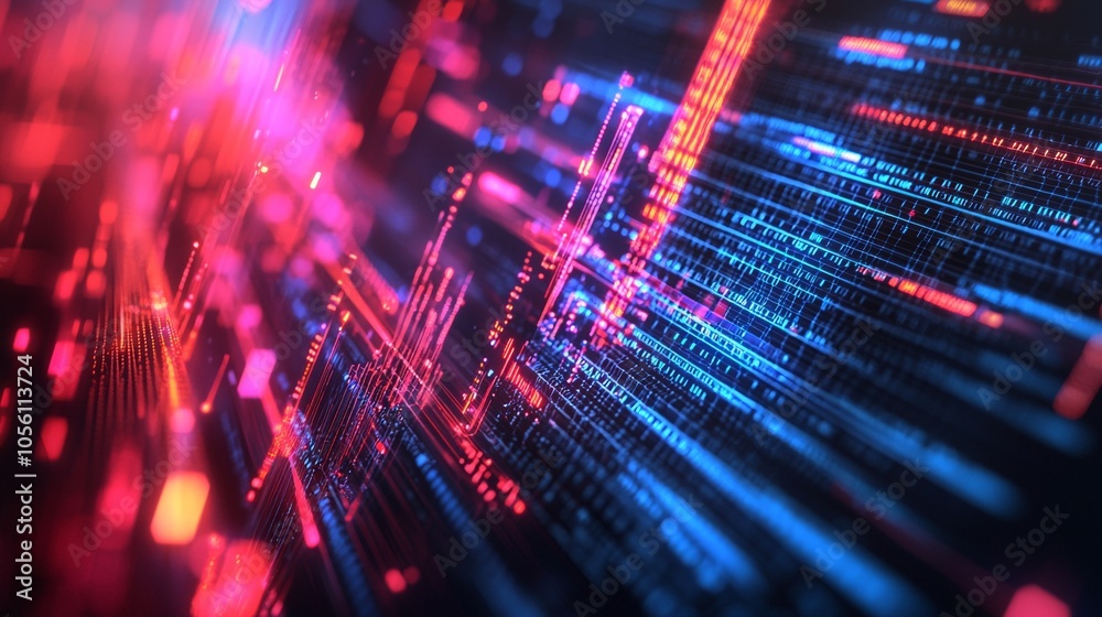 Experience Dynamic Abstract Data Visualization that features Glowing Particles along with mesmerizing Lines Experience Dynamic Abstract Data Visualization that features Glowing Particles along with mesmerizing Lines