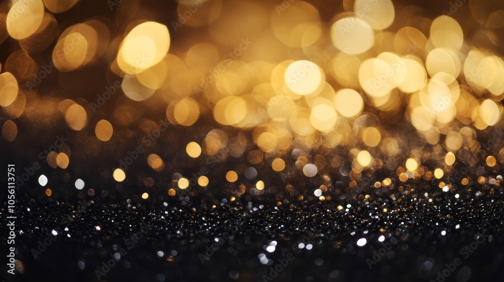 Abstract photography of glittering lights in gold and black with a soft focus effect Abstract photography of glittering lights in gold and black with a soft focus effect
