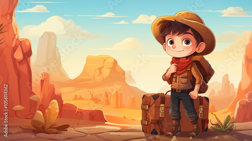 Illustration of a guy with luggage. Guy traveler. Tourist. Travel.
