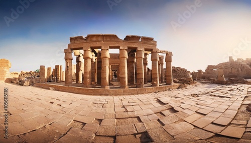 Templo Egipcio en ruinas, postal de viaje photo