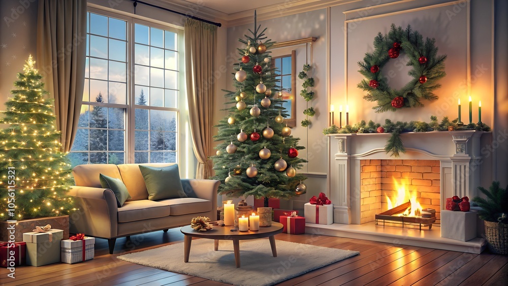 christmas tree with fireplace christmas tree with fireplace