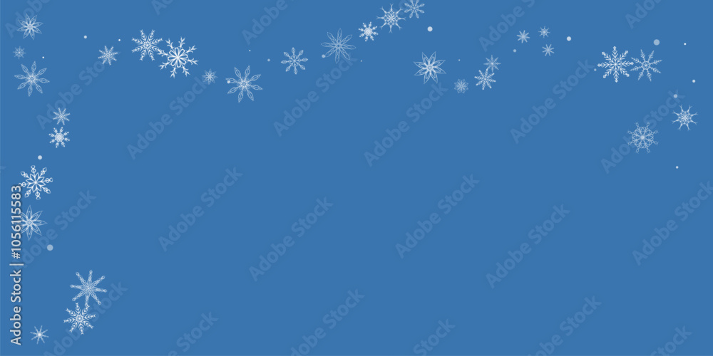 Snowflakes. Snow, snowfall. Falling scattered white snowflakes on a blue background. Snowflakes. Snow, snowfall. Falling scattered white snowflakes on a blue background.