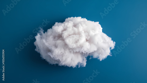 White Cloud Isolated on Blue Background - High-Quality Image with Clipping Path photo