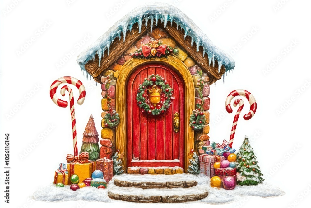 Fototapeta premium Christmas decoration of houses door.