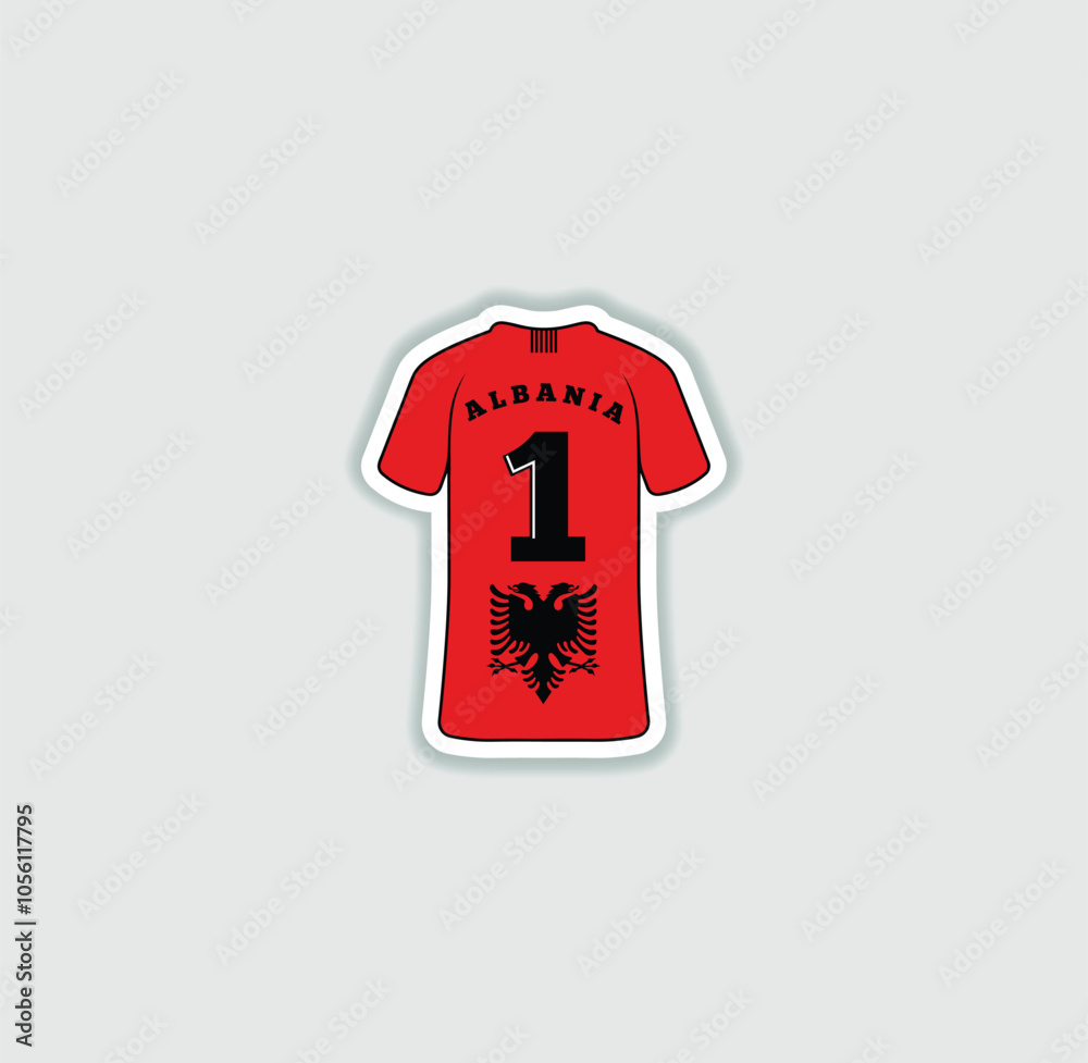 Get a sticker with a unique design of the Albania football jersey! A stylish and vibrant accessory for fans. Show your support for your favorite team! Get a sticker with a unique design of the Albania football jersey! A stylish and vibrant accessory for fans. Show your support for your favorite team!