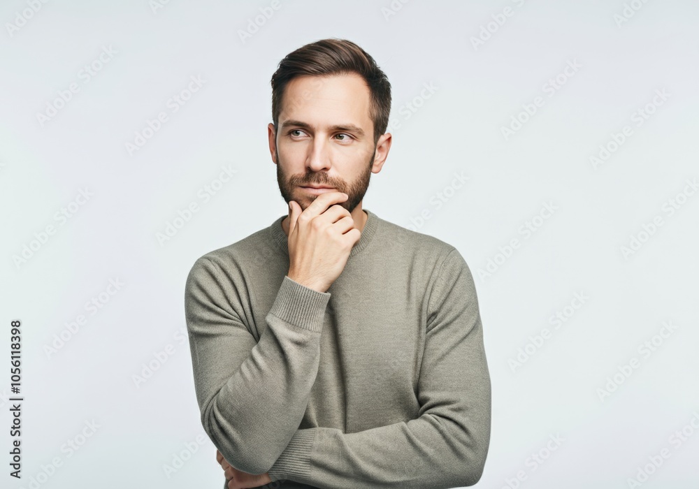 Man Thinking With Hand On Chin Man Thinking With Hand On Chin