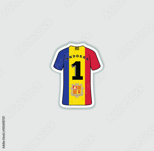 Get a sticker with a unique design of the Andorra football jersey! A stylish and vibrant accessory for fans. Show your support for your favorite team!	