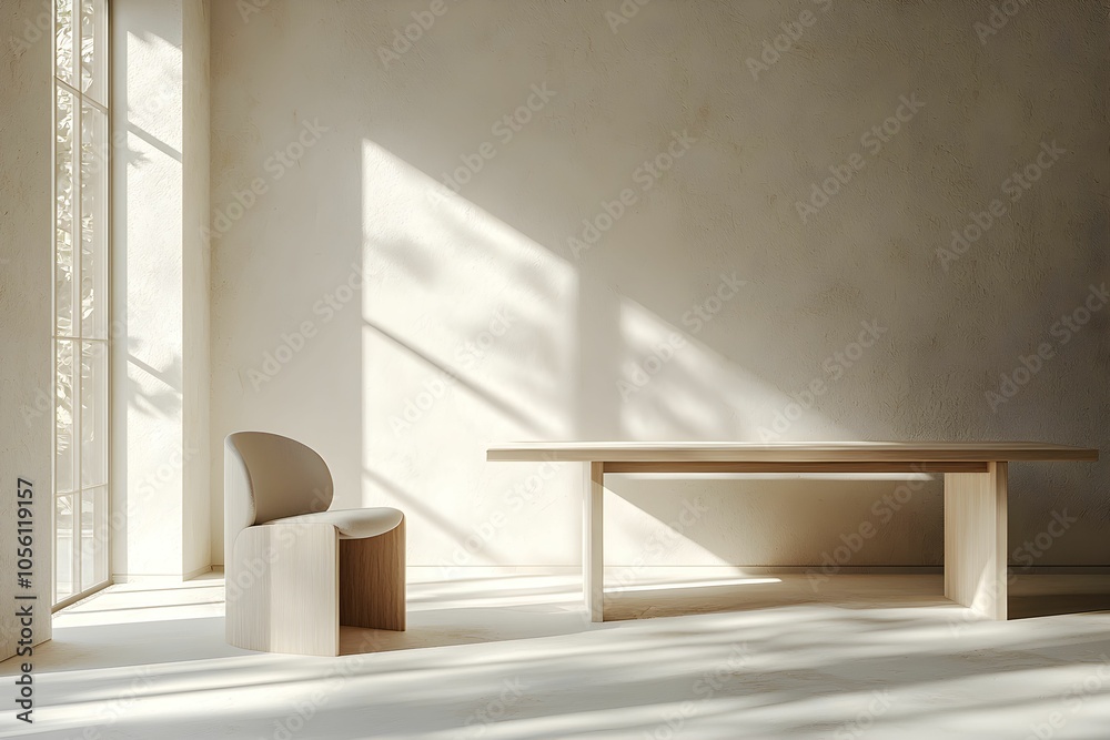 Fototapeta premium Minimalist interior with natural light in a modern setting