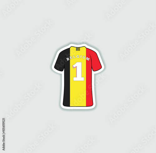 Get a sticker with a unique design of the Belgium football jersey! A stylish and vibrant accessory for fans. Show your support for your favorite team!	 photo