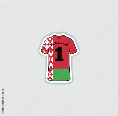 Get a sticker with a unique design of the Belarus football jersey! A stylish and vibrant accessory for fans. Show your support for your favorite team!	 photo