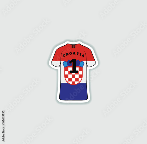 Get a sticker with a unique design of the Croatia football jersey! A stylish and vibrant accessory for fans. Show your support for your favorite team!	 photo
