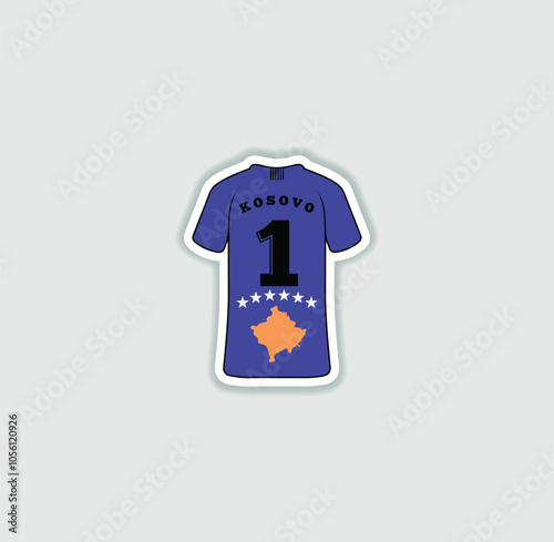 Get a sticker with a unique design of the Kosovo football jersey! A stylish and vibrant accessory for fans. Show your support for your favorite team!	 photo