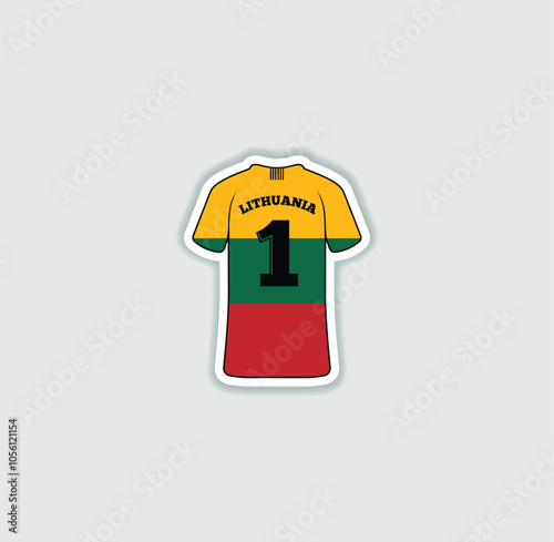 Get a sticker with a unique design of the Lithuania football jersey! A stylish and vibrant accessory for fans. Show your support for your favorite team!	