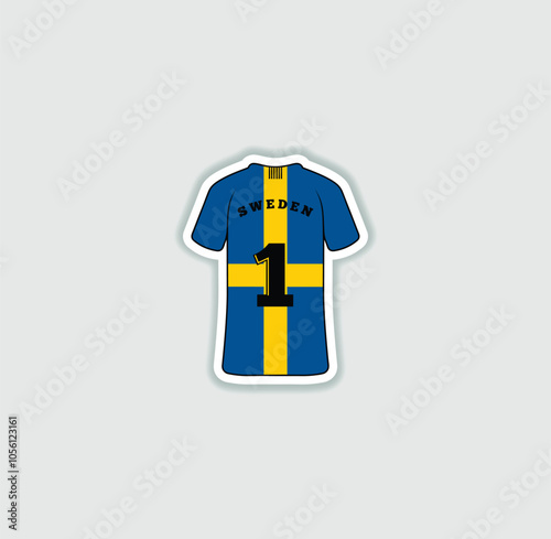 Get a sticker with a unique design of the Sweden football jersey! A stylish and vibrant accessory for fans. Show your support for your favorite team!	 photo