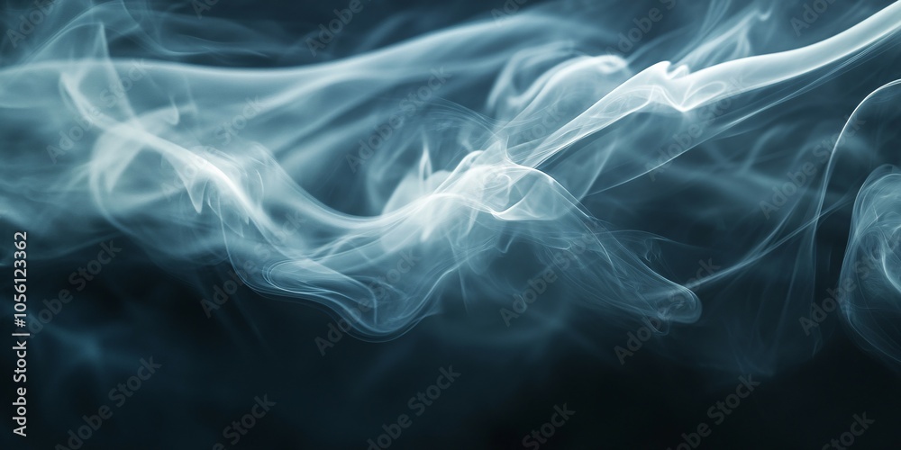 Fototapeta premium Abstract Smoke Swirls on Dark Background. featuring delicate swirls of smoke on a dark, moody backdrop