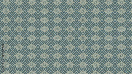 Japanese Hanabishi diamond shaped floral pattern light blue