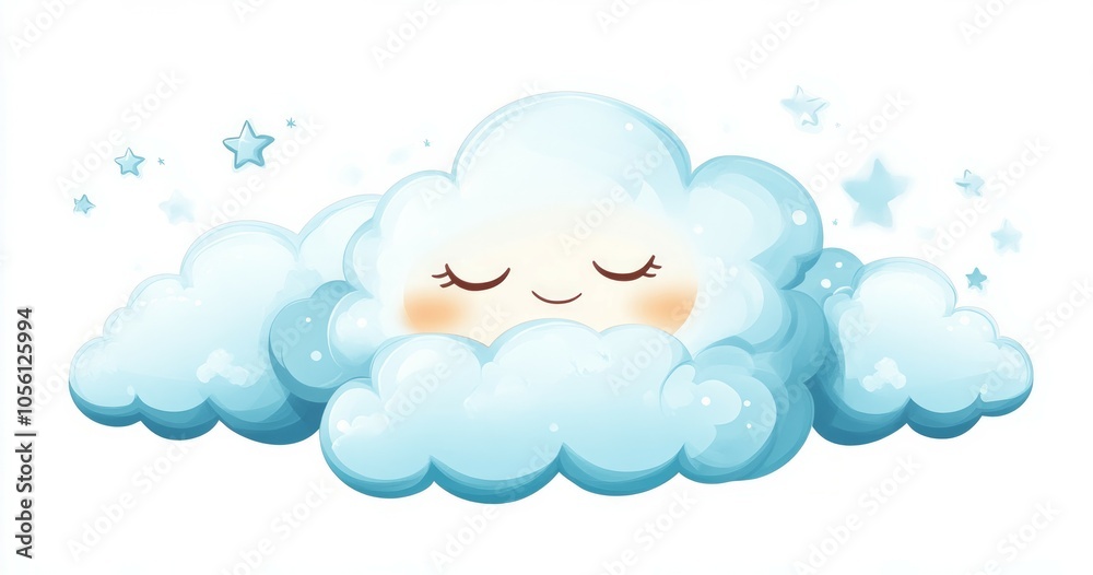 cute cartoon character sleepy little clouds clip art on white background cute cartoon character sleepy little clouds clip art on white background