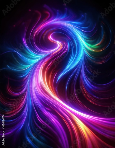 A colorful swirl of light on a black background