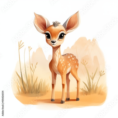 Cute little animal children book cover watercolor style