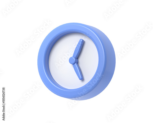 A 3d render  icon of a blue clock, featuring a minimalist design with clear hour and minute hands. Ideal for time-related concepts and visually engaging. photo