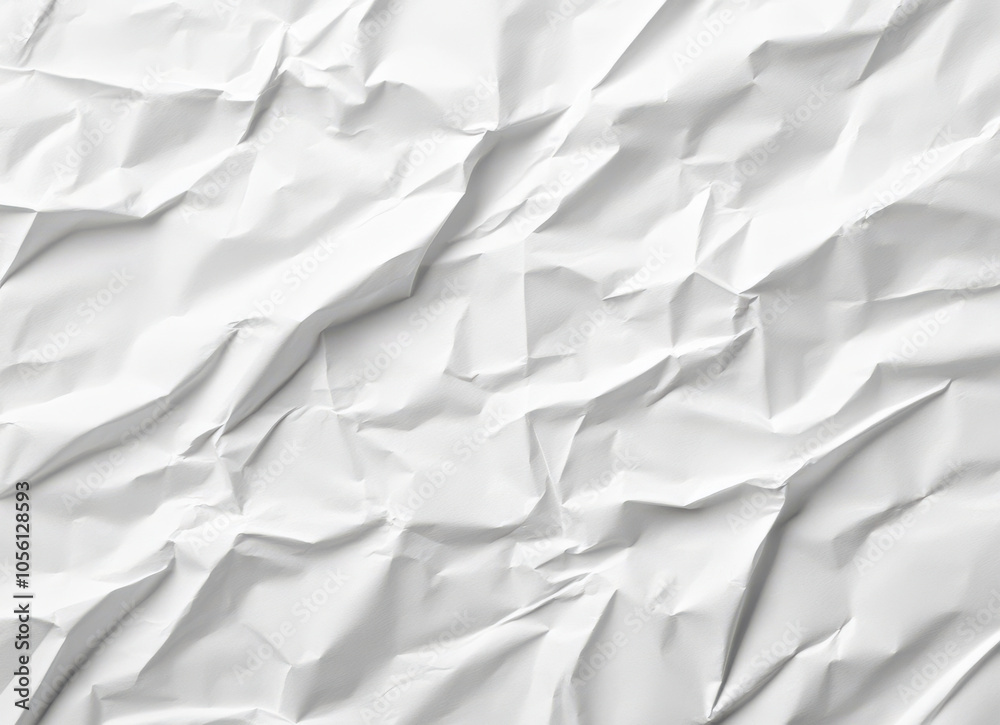 Crumpled white paper texture with shadows and creases Crumpled white paper texture with shadows and creases